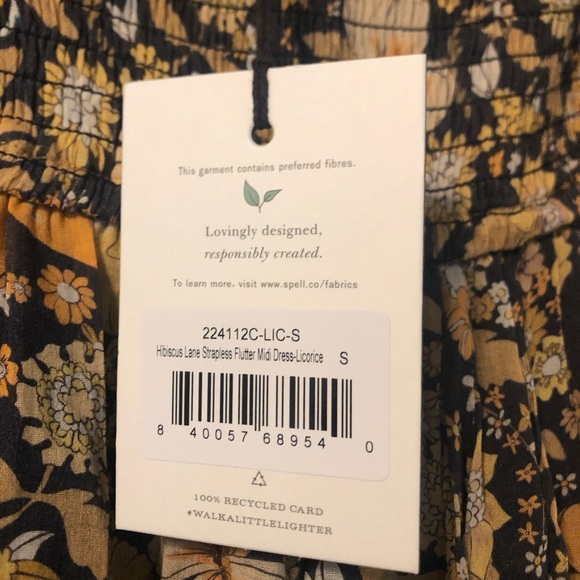 NWT - Spell Hibiscus Lane Strapless Flutter Midi Dress - SM - Picture 5 of 7